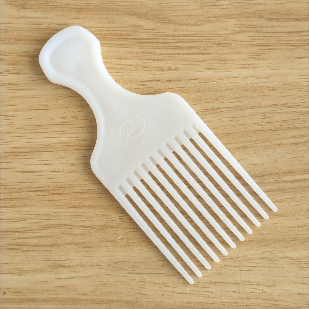 Vintage Goody Plastic Hair Pick Lift Comb Croc Textured Frosted White 6.5" USA